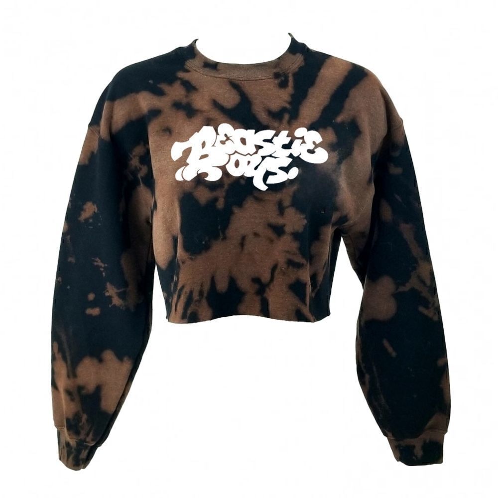 BEASTIE BOYS Acid Wash Rock Rap Cropped Crop Top Long Sleeve Crewneck Sweatshi